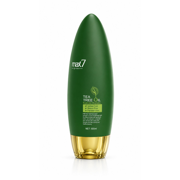 شامپو روغن درخت چای Max7 Green مخصوص موهای چرب 500 میلیلیتر
