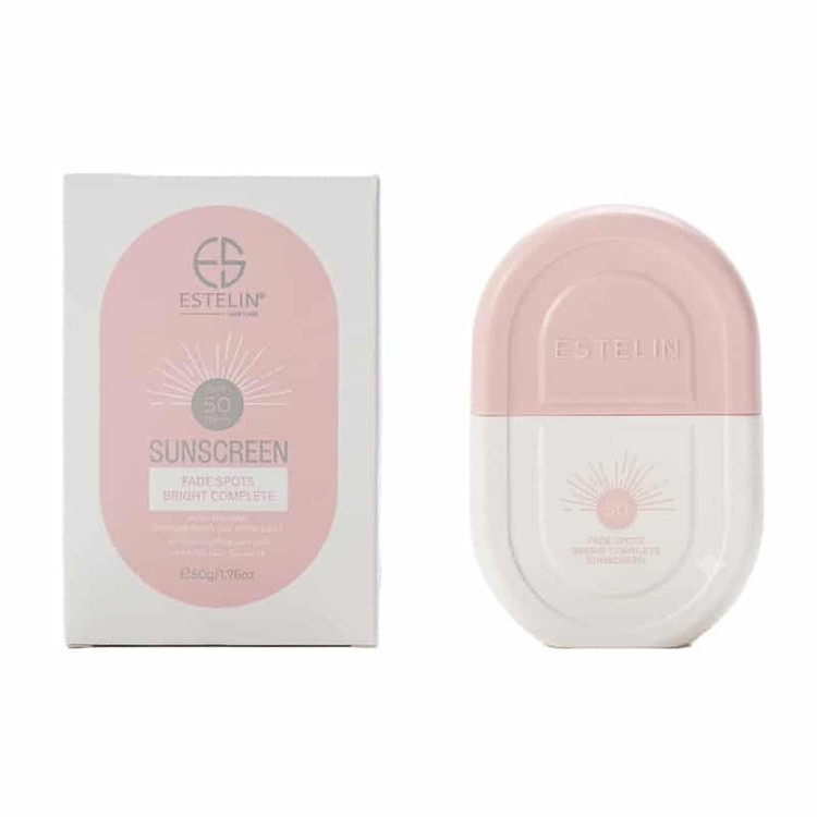 ضدآفتاب بی رنگ SPF 50 استلین Estelin مدل ضد لک Fade Spots Bright Complete(50 گرم)